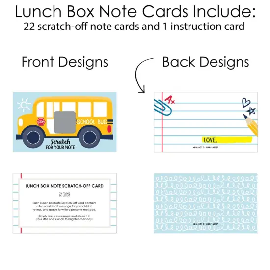 Big Dot of Happiness Back to School - First Day of School Kids Lunch Box Notes - Scratch Off Cards - 22 Count {6}