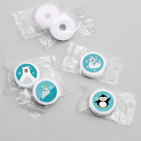 Big Dot of Happiness Arctic Polar Animals - Baby Shower or Birthday Party Round Candy Sticker Favors - Labels Fits Chocolate Candy (1 Sheet of 108) {4}