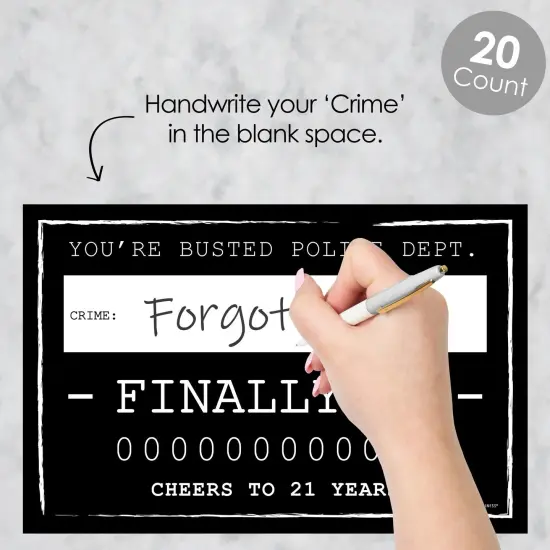 Big Dot of Happiness Finally 21 - 21st Birthday Party Mug Shots - Birthday Photo Booth Props Party Mugshot Signs - 20 Count {3}