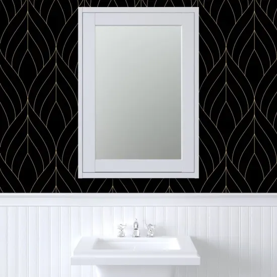 Pre-Pasted Wallpaper 2FT Wide Art Deco Blossoms Chic Modern Elegant Jazz Gold Black Custom Pre-pasted Wallpaper by Spoonflower {6}