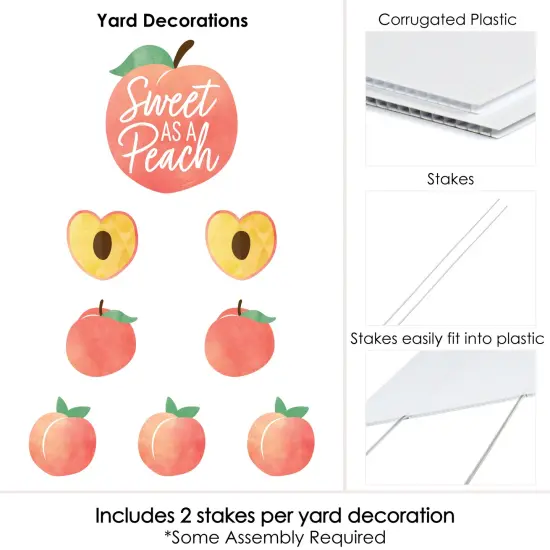 Big Dot of Happiness Sweet as a Peach - Yard Sign and Outdoor Lawn Decorations - Fruit Themed Baby Shower or Birthday Party Yard Signs - Set of 8 {6}