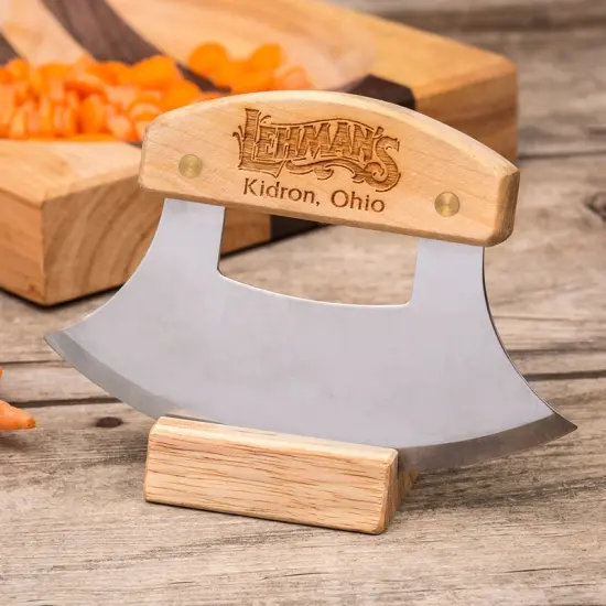 Lehman's ULU Crescent Rocker Knife, 6 inch Curved Stainless Steel Blade Chops and Minces Salad, Fruit, Vegetables and Herbs {3}