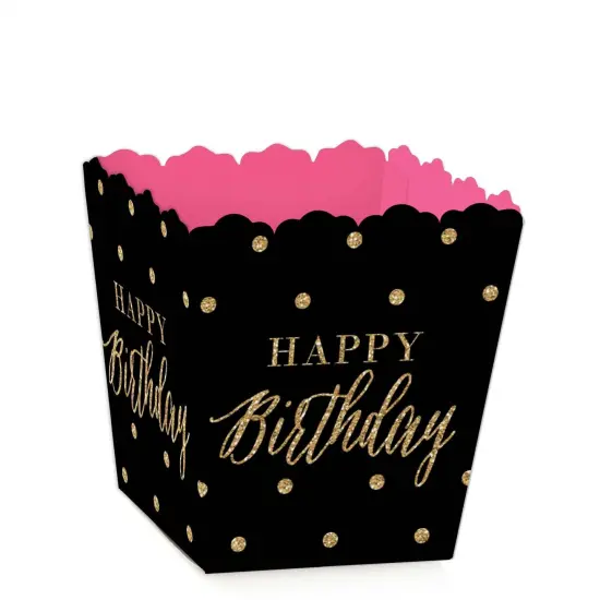 Big Dot of Happiness Chic Happy Birthday - Pink, Black and Gold - Party Mini Favor Boxes - Birthday Party Treat Candy Boxes - Set of 12 {1}
