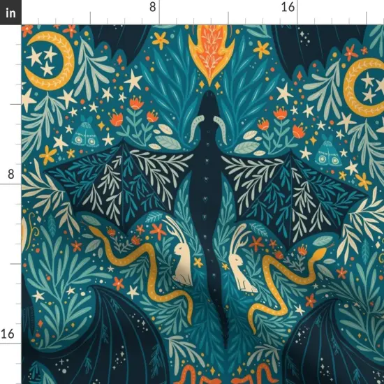 Various Fabrics by the Yard or Fat Quarter Folk Dragons Fairy Tale Botanical Kids Room Magical Jackalopes Maximalist Custom Printed Fabric by Spoonflower {2}