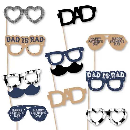 Big Dot of Happiness My Dad is Rad Glasses - Paper Card Stock Father's Day Photo Booth Props Kit - 10 Count {1}