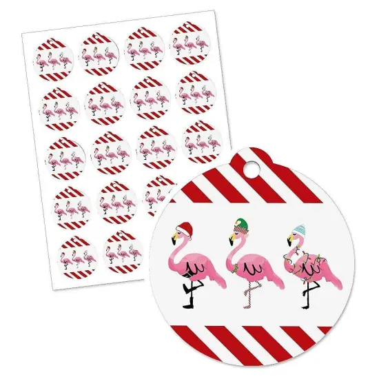 Big Dot of Happiness Flamingle Bells - Tropical Flamingo Christmas Party Favor Gift Tags (Set of 20) {3}