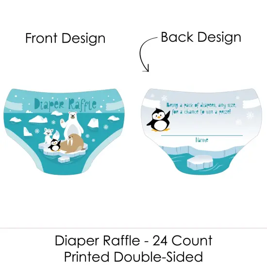 Big Dot of Happiness Arctic Polar Animals - Diaper Shaped Raffle Ticket Inserts - Winter Baby Shower Activities - Diaper Raffle Game - Set of 24 {3}