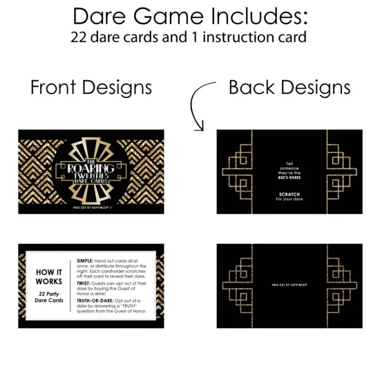 Big Dot of Happiness Roaring 20's - 1920s Art Deco Jazz Party Game Scratch Off Dare Cards - 22 Count {6}