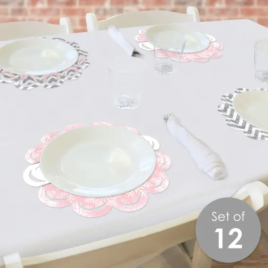 Big Dot of Happiness Pink Winter Wonderland Holiday Birthday Party and Baby Shower Round Table Decorations - Paper Chargers - Place Setting For 12 {3}