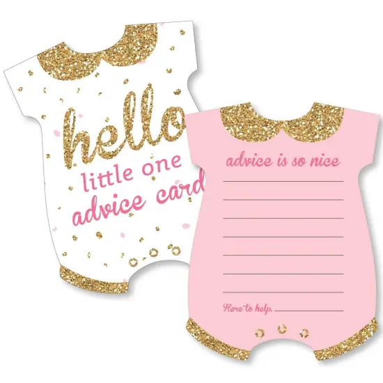 Big Dot of Happiness Hello Little One - Pink and Gold - Baby Bodysuit Wish Card Girl Baby Shower Activities - Shaped Advice Cards Game - Set of 20 {1}