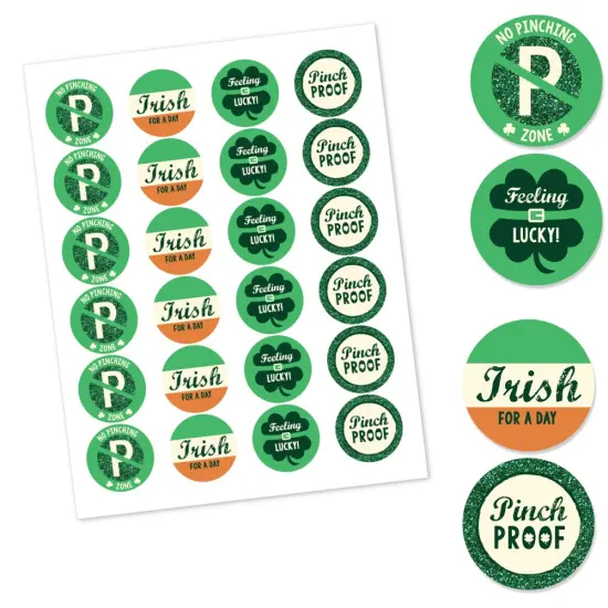 Big Dot of Happiness St. Patrick's Day - Assorted St. Paddy's Day Party Circle Sticker Labels - 24 Count {4}