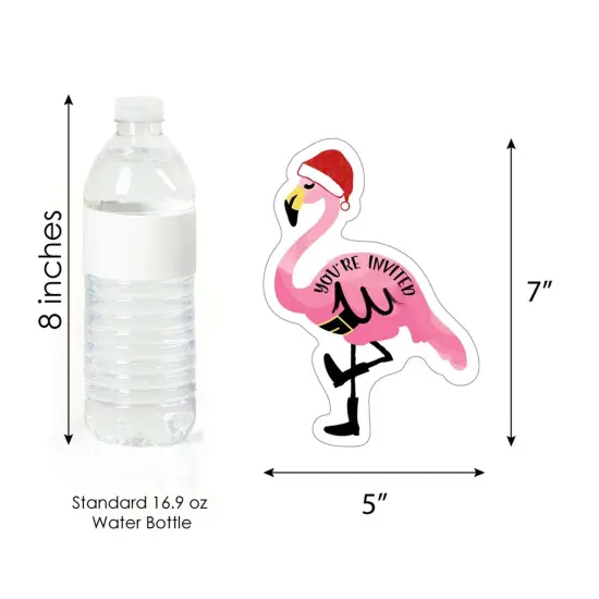 Big Dot of Happiness Flamingle Bells - Shaped Fill-in Invitations - Tropical Christmas Party Invitation Cards with Envelopes - Set of 12 {6}