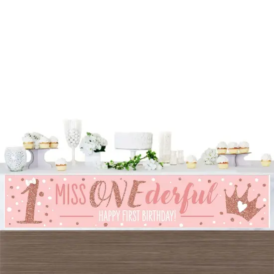 Big Dot of Happiness 1st Birthday Little Miss Onederful - Happy First Birthday Girl Decorations Party Banner {4}
