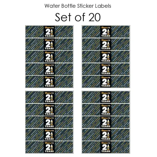Big Dot of Happiness Cheers and Beers to 21 Years - 21st Birthday Party Water Bottle Sticker Labels - Set of 20 {4}