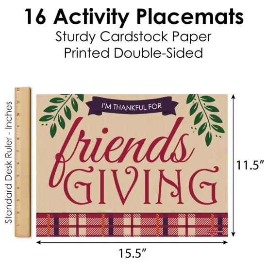 Big Dot of Happiness Friends Thanksgiving Feast - Paper Friendsgiving Party Coloring Sheets - Activity Placemats - Set of 16 {6}