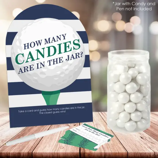 Big Dot of Happiness Par-Tee Time - Golf - How Many Candies Birthday or Retirement Party Game - 1 Stand and 40 Cards - Candy Guessing Game {3}