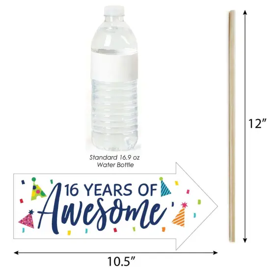 Big Dot of Happiness Funny 16th Birthday - Cheerful Happy Birthday - Colorful Sweet Sixteen Birthday Party Photo Booth Props Kit - 10 Piece {4}