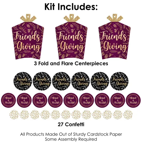 Big Dot of Happiness Elegant Thankful for Friends - Friendsgiving Thanksgiving Party Decor and Confetti - Terrific Table Centerpiece Kit - Set of 30 {4}
