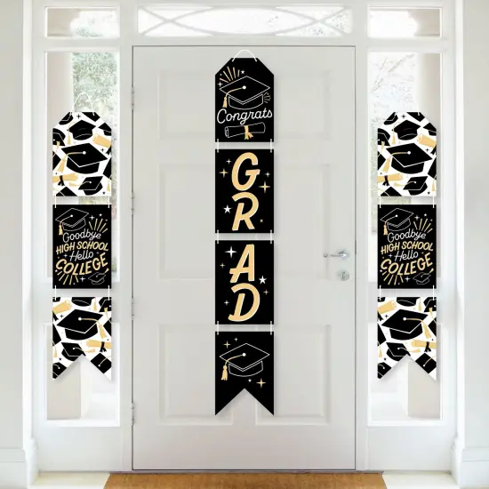 Big Dot of Happiness Goodbye High School, Hello College - Hanging Vertical Paper Door Banners Graduation Party Wall Decoration Kit - Indoor Door Decor {1}