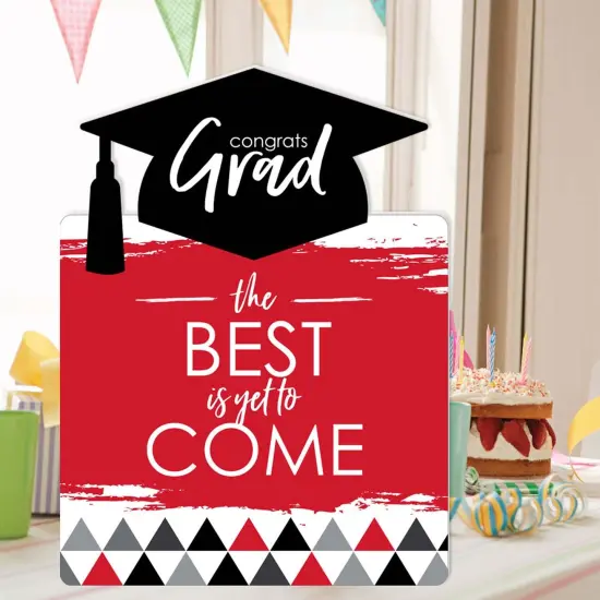 Big Dot of Happiness Red Grad - Best is Yet to Come - Red Grad Congratulations Giant Greeting Card - Big Shaped Jumborific Card {3}