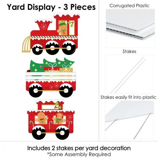 Big Dot of Happiness Christmas Train - Outdoor Lawn Sign Decorations with Stakes - Holiday Party Yard Display - 3 Pieces {6}