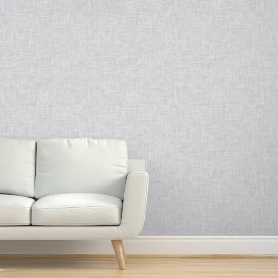 Pre-Pasted Wallpaper 2FT Wide Cloud Gray Faux Woven Texture Look Light Grey Custom Pre-pasted Wallpaper by Spoonflower {5}