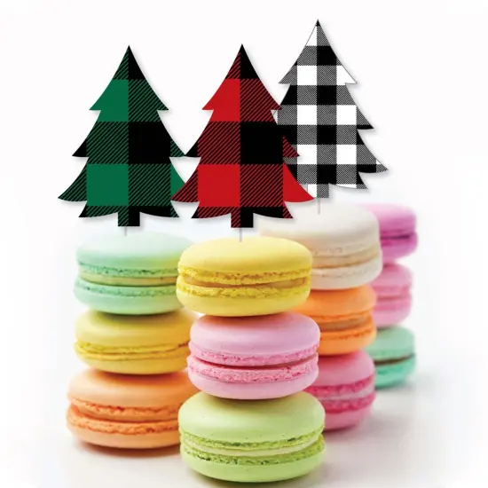 Big Dot of Happiness Holiday Plaid Trees - DIY Shaped Buffalo Plaid Christmas Party Cut-Outs - 24 Count {4}