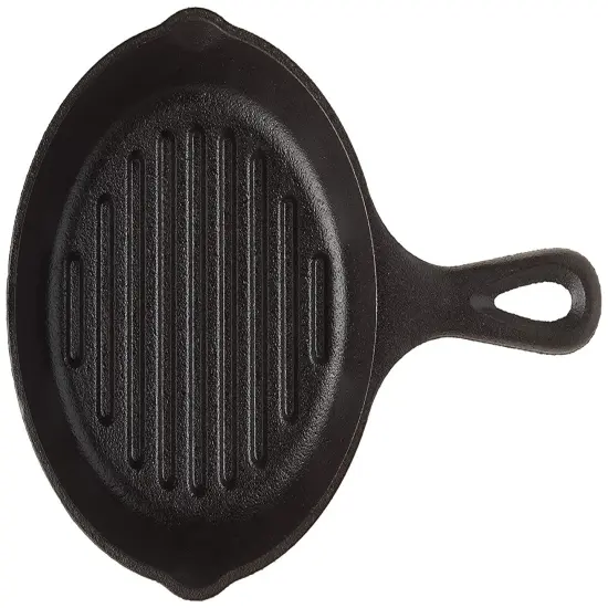 Lodge L3GP Seasoned Cast Iron Ribbed Grill Pan 6.5" for Stove Grill or Campfire {3}