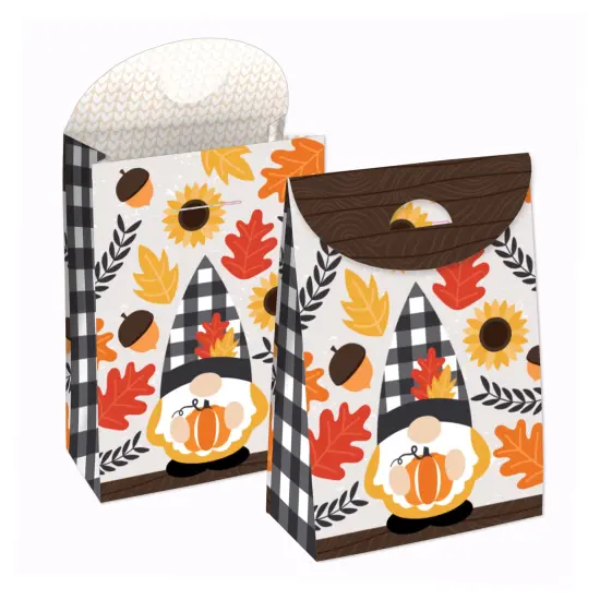 Big Dot of Happiness Fall Gnomes - Autumn Harvest Gift Favor Bags - Party Goodie Boxes - Set of 12 {1}