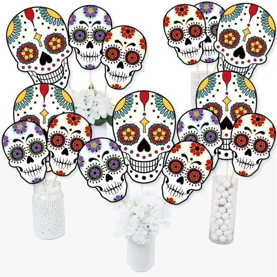 Big Dot of Happiness Day of the Dead - Sugar Skull Party Centerpiece Sticks - Table Toppers - Set of 15 {3}