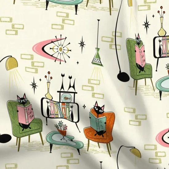 Various Fabrics by the Yard or Fat Quarter Mid Century Modern Retro Cats 1950S Inspired Atomic Age Vintage Style Custom Printed Fabric by Spoonflower {5}