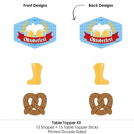 Big Dot of Happiness Oktoberfest - Beer Festival Centerpiece Sticks - Table Toppers - Set of 15 {6}