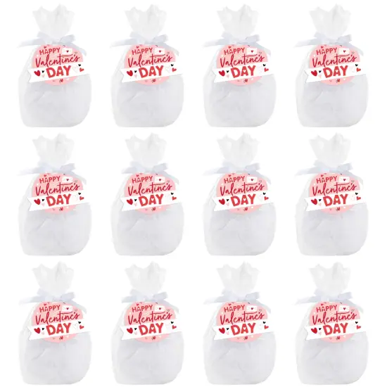 Big Dot of Happiness Happy Valentine&rsquo;s Day - Valentine Hearts Party Clear Goodie Favor Bags - Treat Bags With Tags - Set of 12 {7}