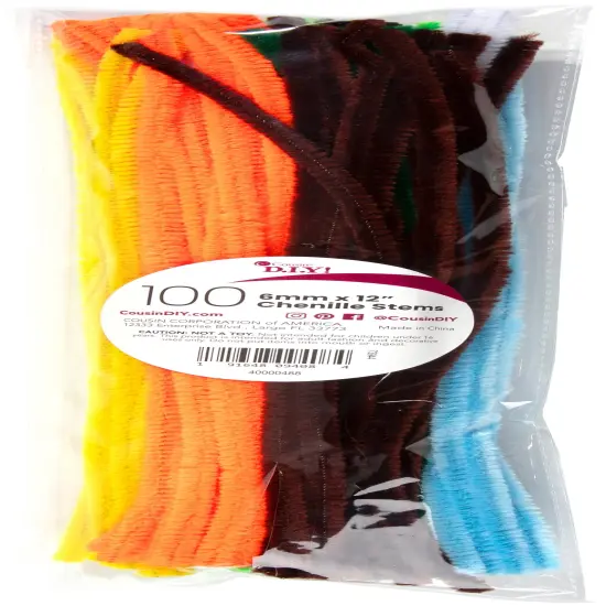 CousinDIY Chenille Stems 6mmx12" 100/Pkg-Multi {1}