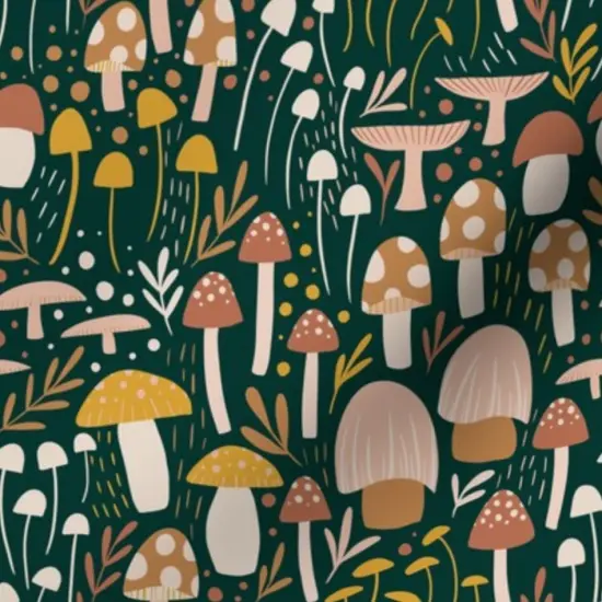 Various Fabrics by the Yard or Fat Quarter Nature Woodland Modern Children Hand-Drawn Small Scale mushrooms Mushroom s Botanical Toadstools Micro Fields Boho Custom Printed Fabric by Spoonflower {7}