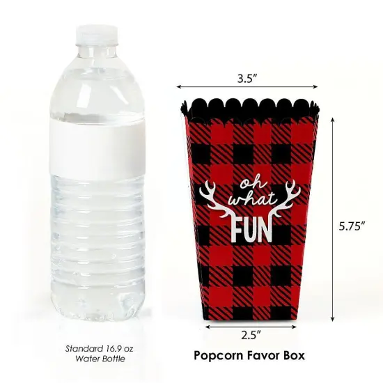 Big Dot of Happiness Prancing Plaid - Christmas and Holiday Buffalo Plaid Party Favor Popcorn Treat Boxes - Set of 12 {3}