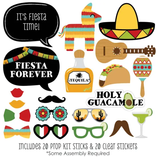 Big Dot of Happiness Fiesta - Fiesta Themed Party - Photo Booth Props Kit - 20 Count {3}