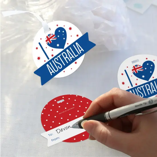 Big Dot of Happiness Australia Day - G&rsquo;Day Mate Aussie Party Clear Goodie Favor Bags - Treat Bags With Tags - Set of 12 {4}