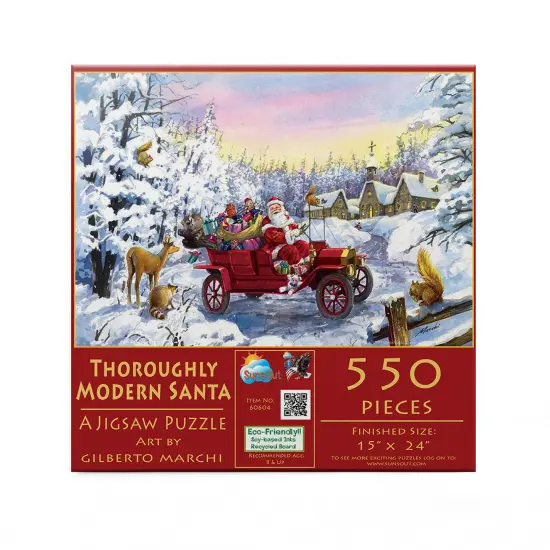 Sunsout Thoroughly Modern Santa 550 pc Christmas Jigsaw Puzzle 60604 {4}