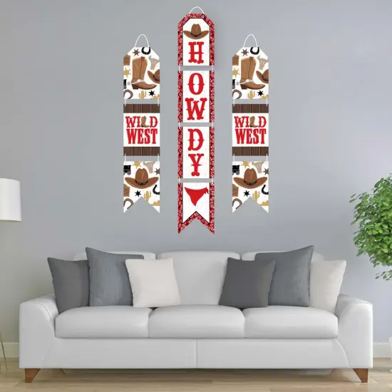 Big Dot of Happiness Western Hoedown - Hanging Vertical Paper Door Banners - Wild West Cowboy Party Wall Decoration Kit - Indoor Door Decor {3}