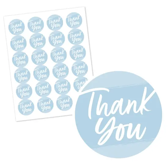 Big Dot of Happiness Dusty Blue Elegantly Simple - Guest Party Favors Circle Sticker Labels - 24 Count {3}