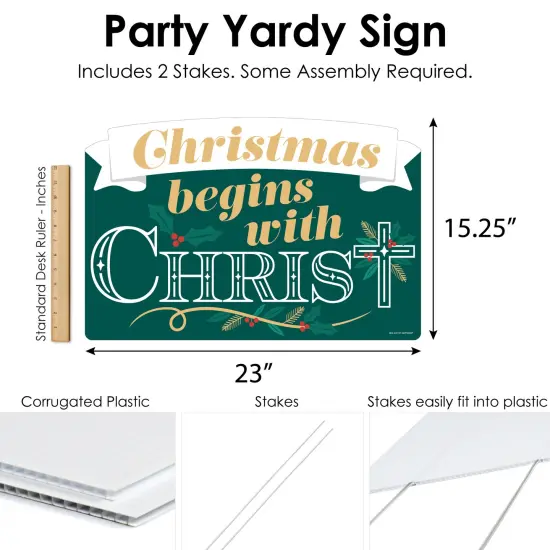 Big Dot of Happiness Religious Christmas - Merry Christmas Cross Yard Sign Lawn Decorations - Christmas Begins with Christ Party Yardy Sign {7}