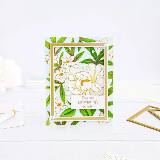 Pinkfresh Studio Cling Rubber Background Stamp A2-Blooming Peony {6}