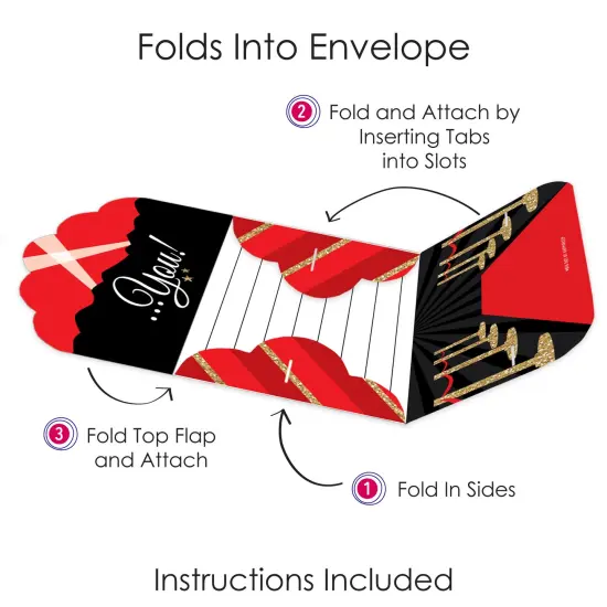 Big Dot of Happiness Red Carpet - Fill-In Cards - Movie Night Party Fold and Send Invitations - Set of 8 {6}