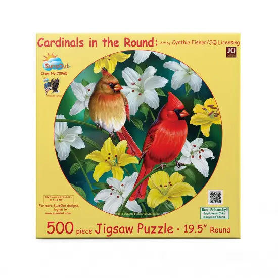 Sunsout Cardinals in the Round 500 pc Round Jigsaw Puzzle 70965 {4}