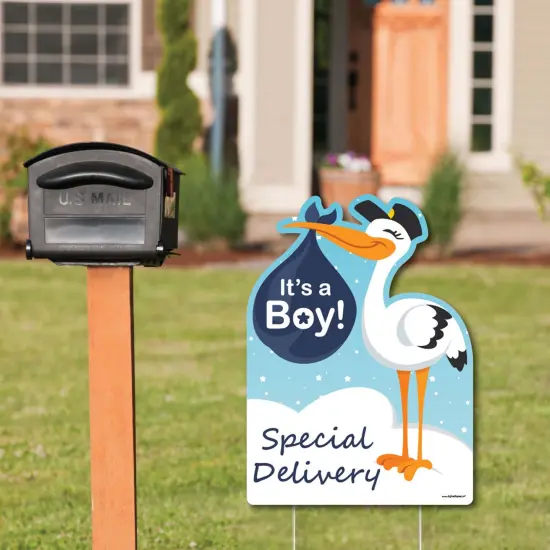 Big Dot of Happiness Boy Special Delivery - Baby Shower Decorations - Blue It's A Boy Stork Baby Announcement & Welcome Yard Sign {3}