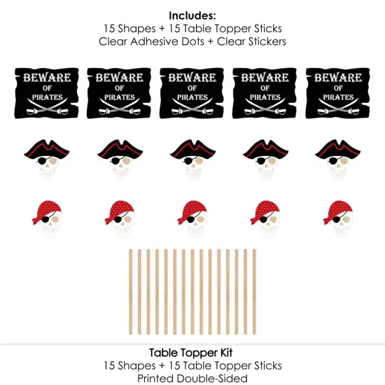 Big Dot of Happiness Beware of Pirates - Pirate Birthday Party Centerpiece Sticks - Table Toppers - Set of 15 {7}