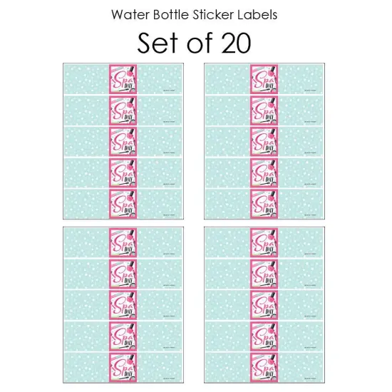 Big Dot of Happiness Spa Day - Girls Makeup Party Water Bottle Sticker Labels - Set of 20 {4}