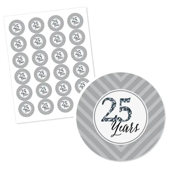 Big Dot of Happiness We Still Do - 25th Wedding Anniversary - Party Circle Sticker Labels - 24 Count {3}