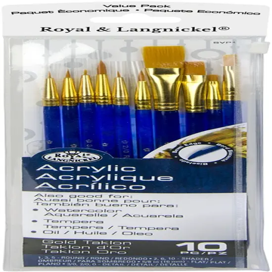 Royal & Langnickel(R) Gold Taklon Super Value Pack Brush Set-10/Pkg {1}